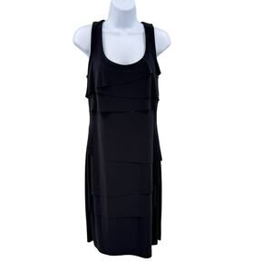 Joseph Ribkoff Black Layer Jersey Tiered Sleeveless Dress Womens Sz 6 Scoop Neck